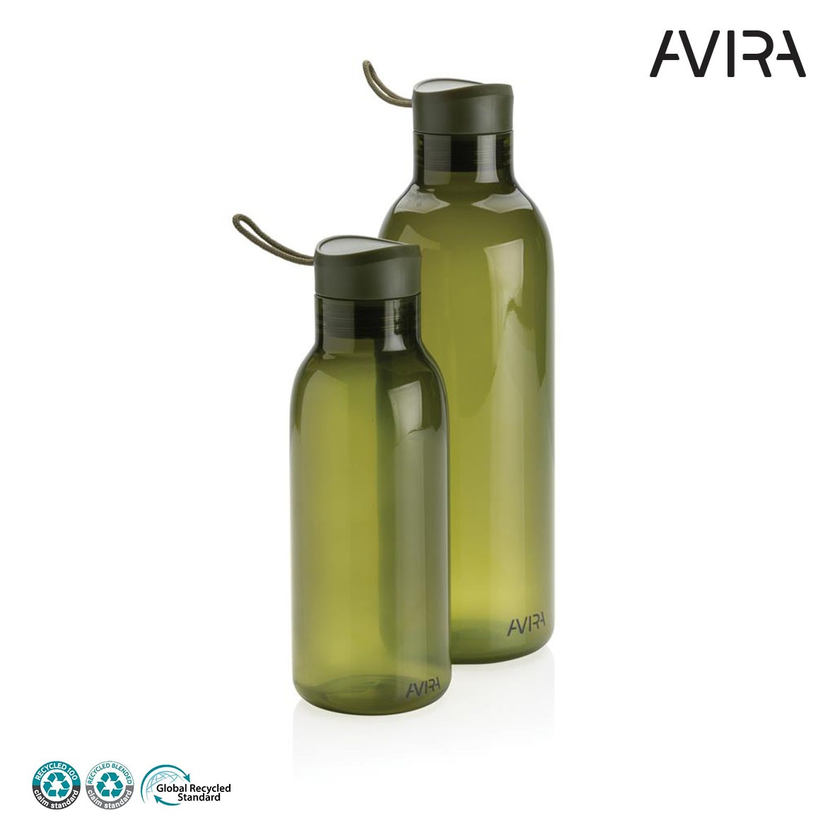 Bouteille d’eau rpet recycle personnalise avira-vert kaki