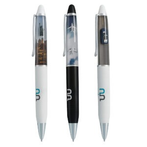 Stylos avec inserts flottants 3D, ou glissant, entièrement personnalisable, Liquid Pens