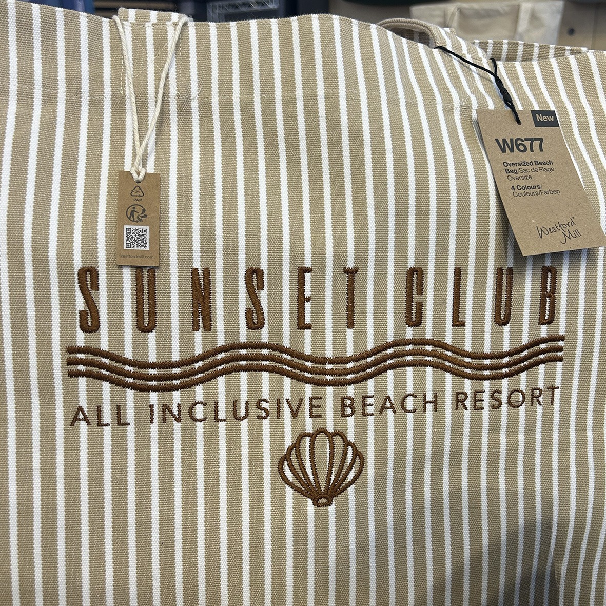 Grand Sac plage shopping raye oversize personnalisable broderie